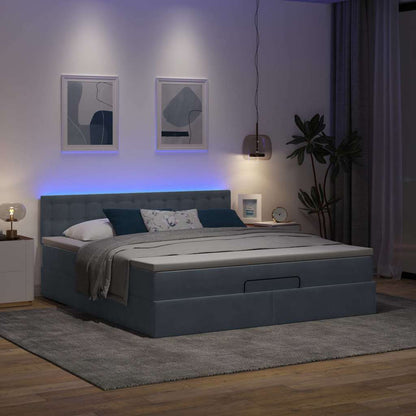 Struttura Letto Pouf con Materasso 160x200 cm in Velluto