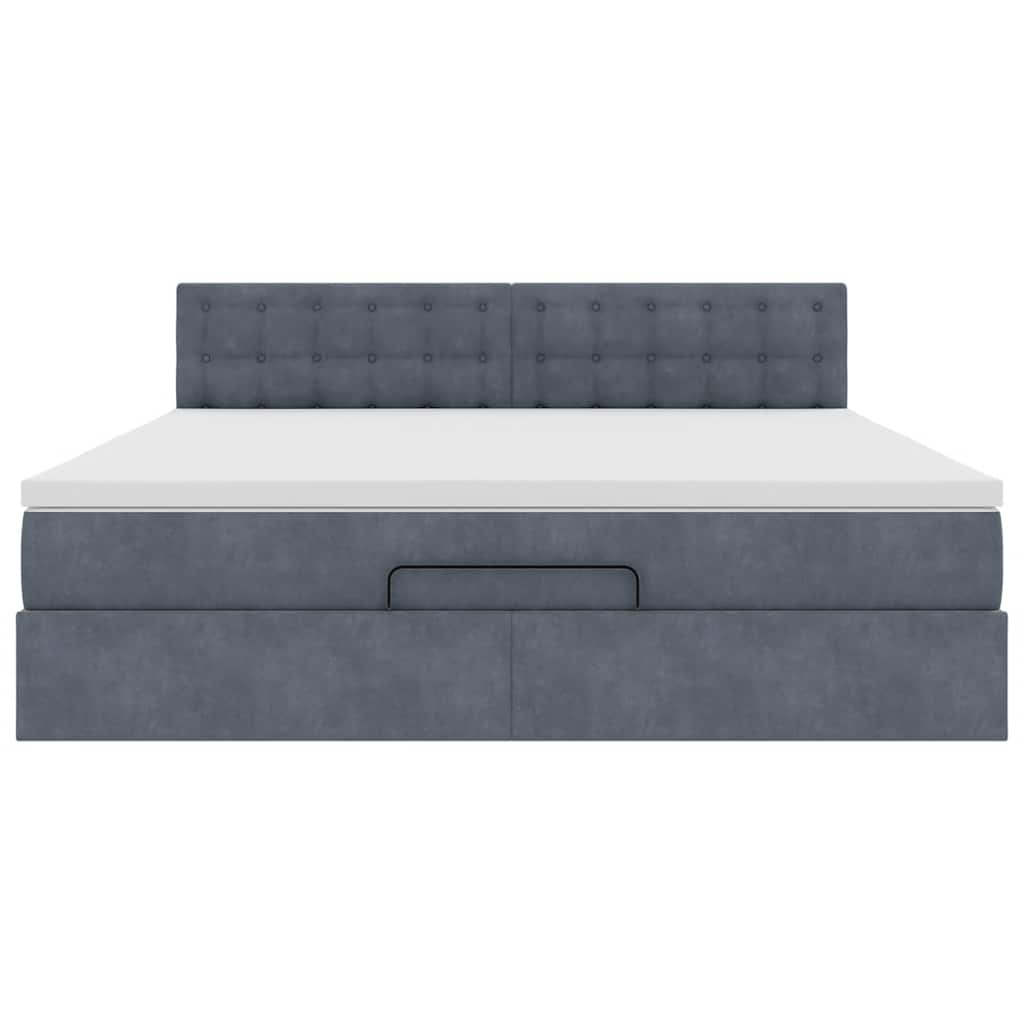 Struttura Letto Pouf con Materasso 160x200 cm in Velluto