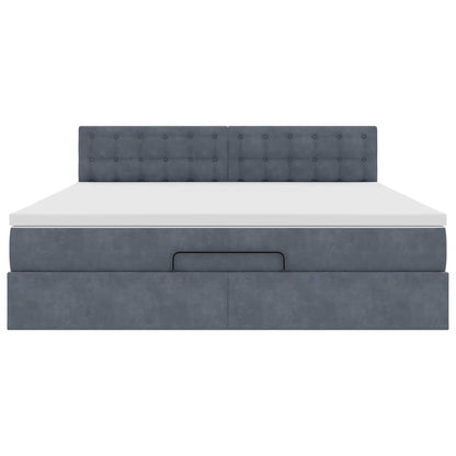 Struttura Letto Pouf con Materasso 160x200 cm in Velluto