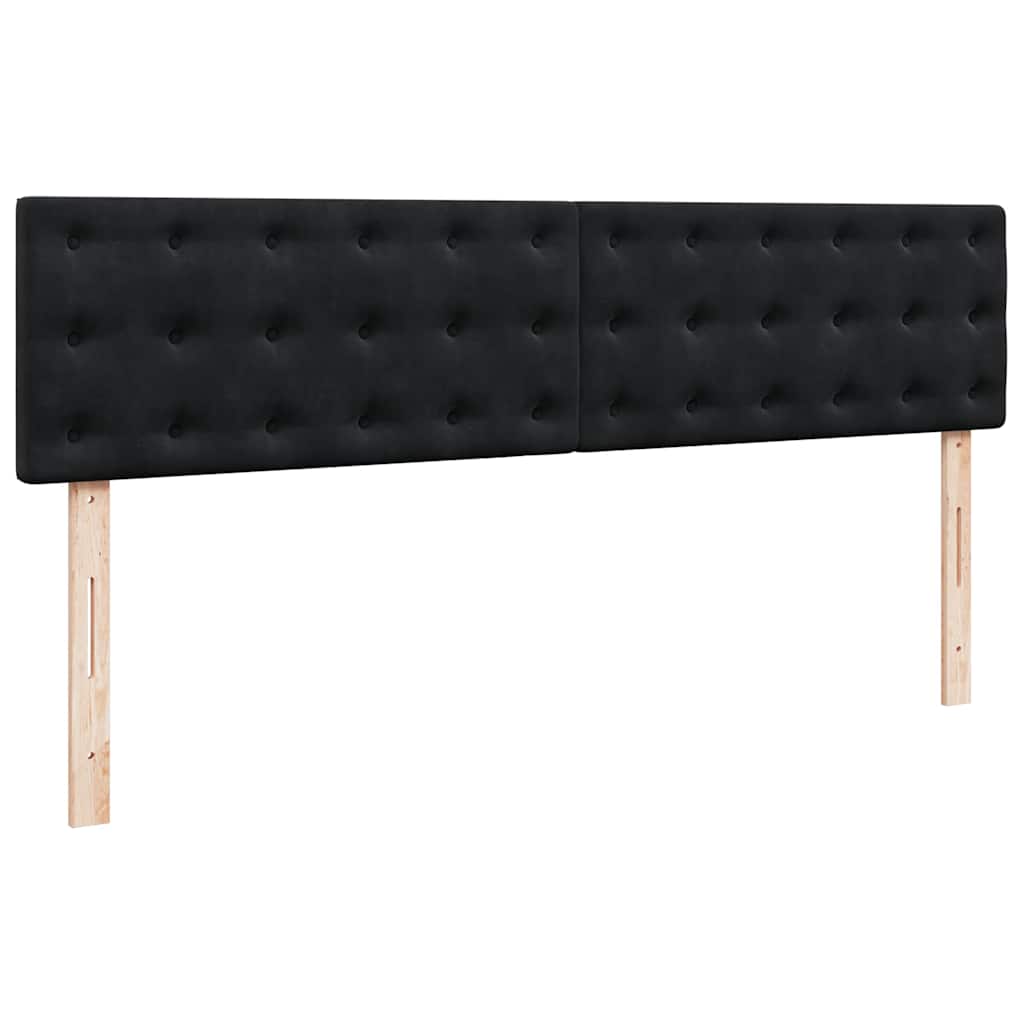 Struttura Letto Pouf con Materasso Nero 160x200 cm in Velluto
