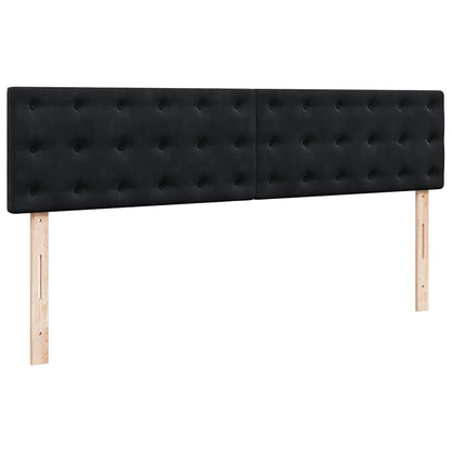 Struttura Letto Pouf con Materasso Nero 160x200 cm in Velluto