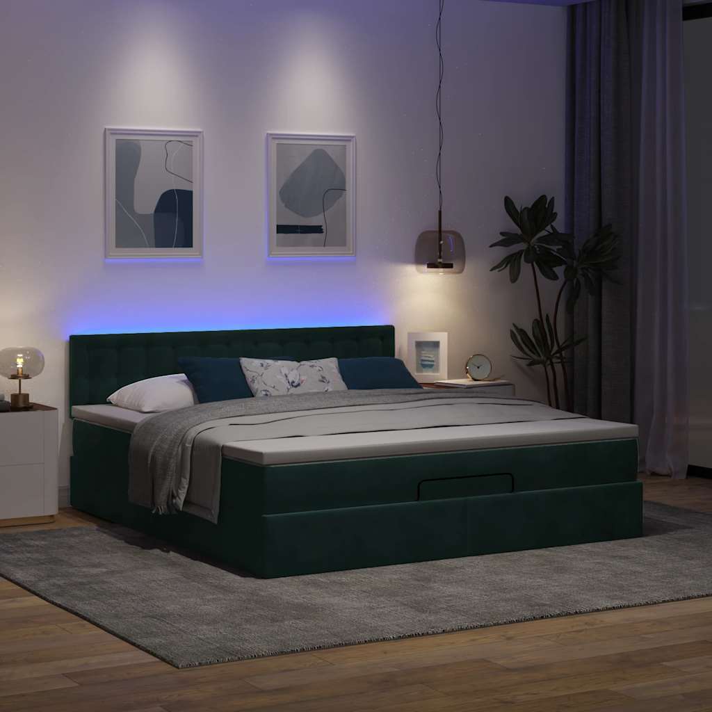 Struttura Letto Pouf con Materasso 160x200 cm in Velluto