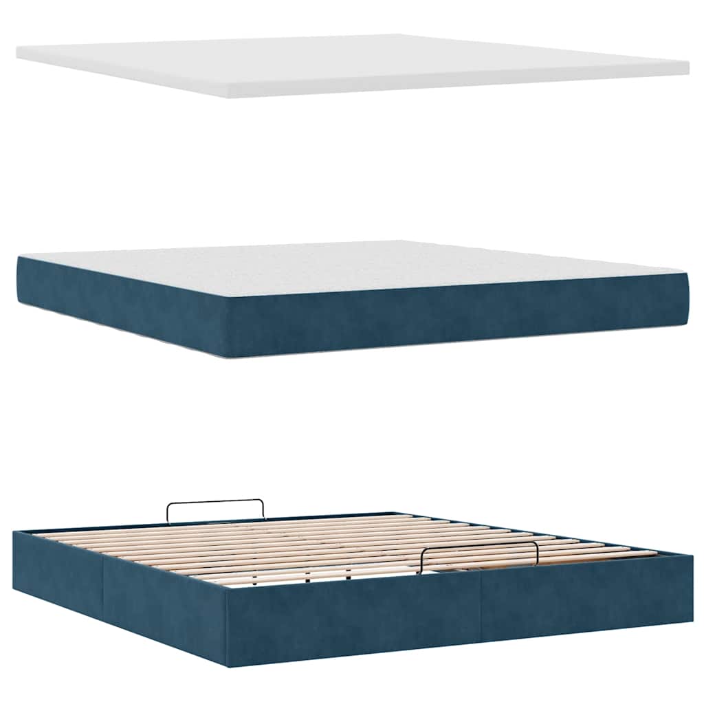 Struttura Letto Pouf con Materasso 160x200 cm in Velluto | homemem39
