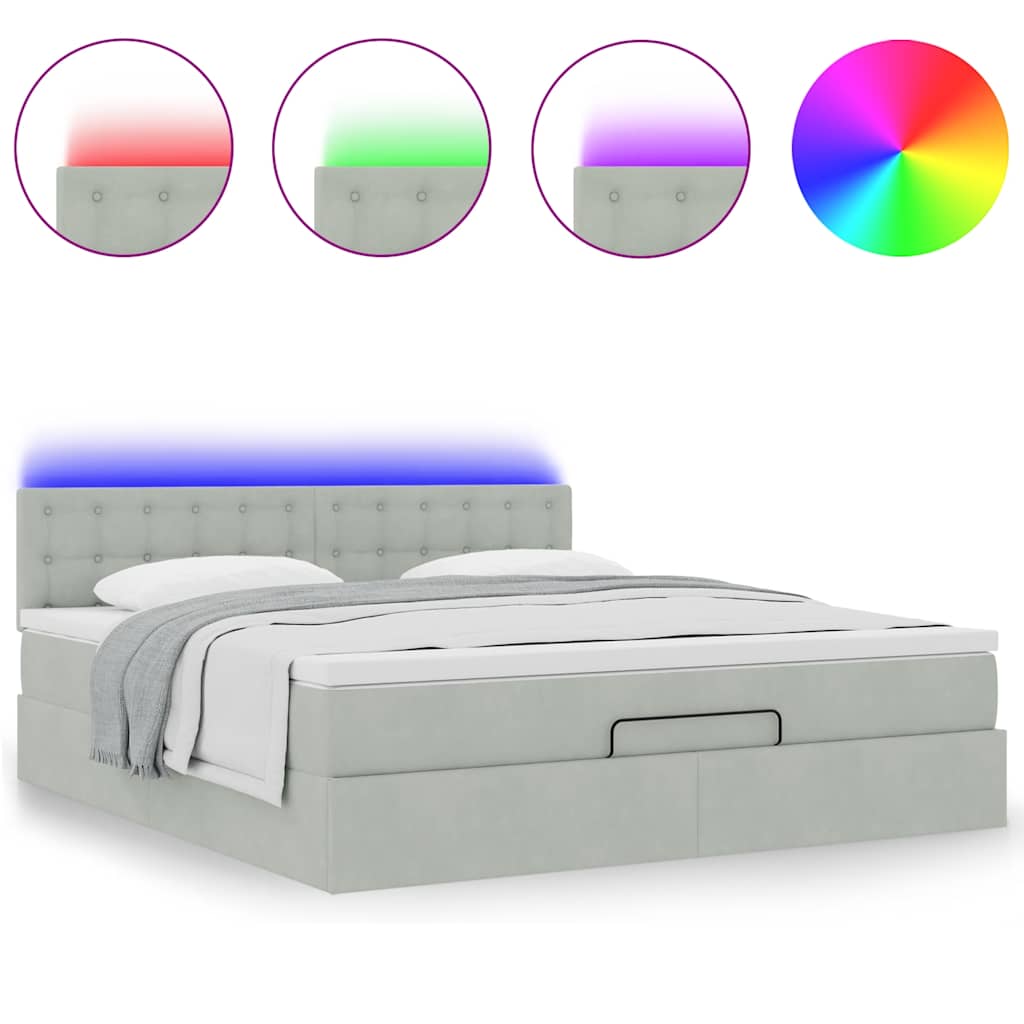 Struttura Letto Pouf con Materasso 180x200 cm in Velluto