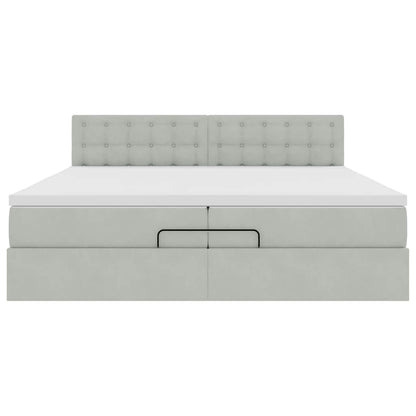 Struttura Letto Pouf con Materassi 200x200 cm Velluto