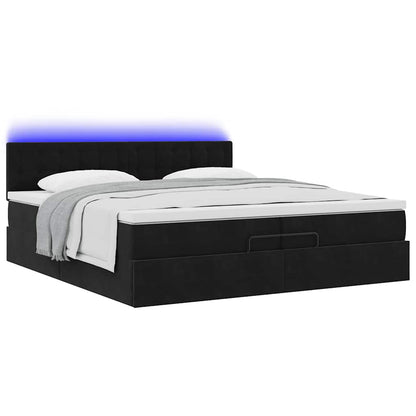 Struttura Letto Pouf con Materassi Nero 200x200 cm Velluto | homemem39