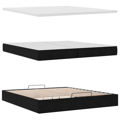 Struttura Letto Pouf con Materassi Nero 200x200 cm Velluto | homemem39
