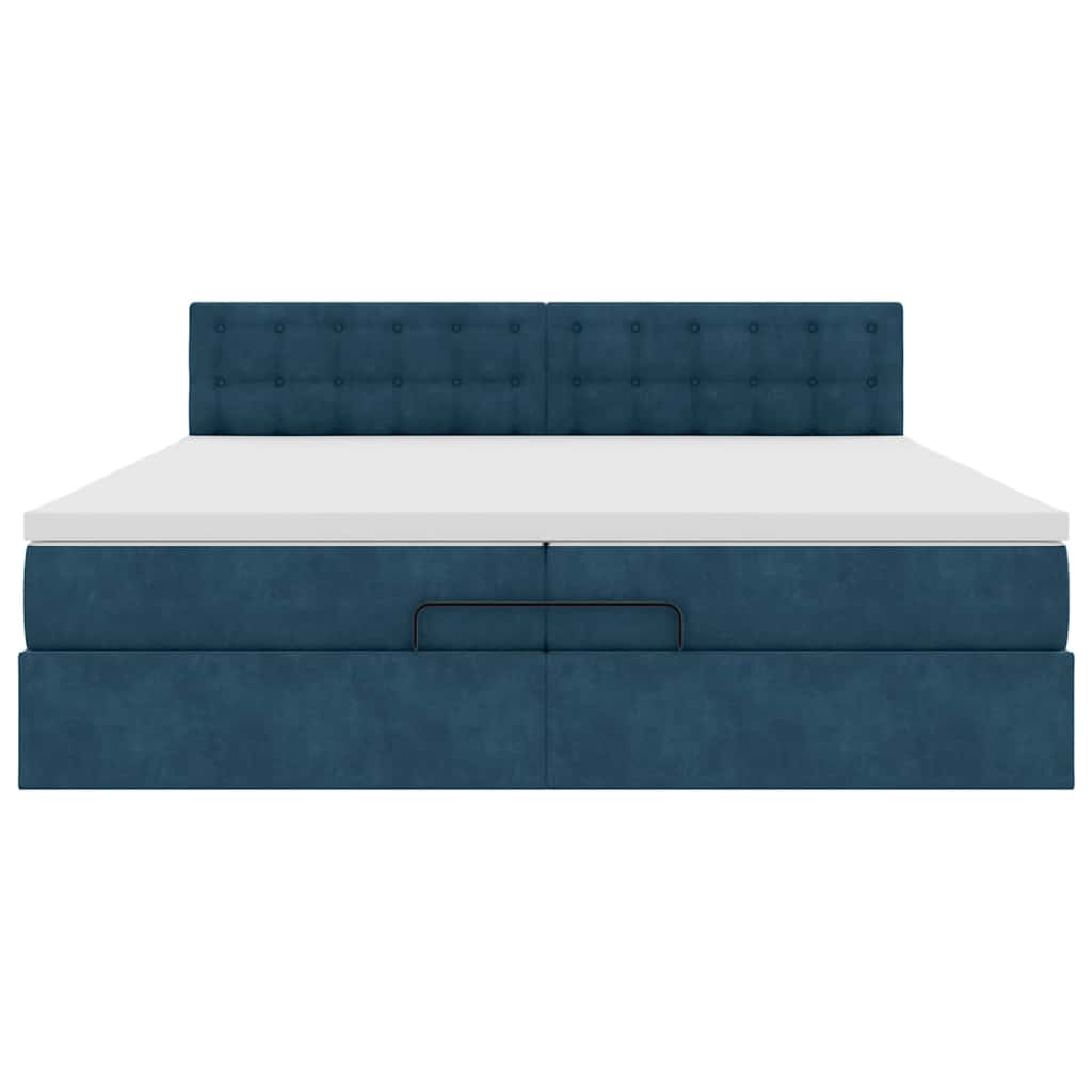 Pouf Letto con Materassi e LED Blu Scuro 200x200cm Velluto | homemem39