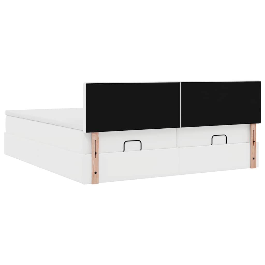 Struttura Letto Pouf con Materassi Bianco 160x200 cm Similpelle