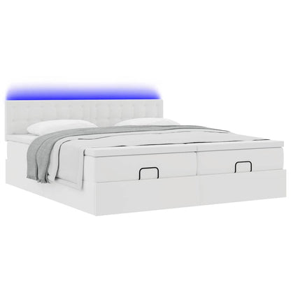 Struttura Letto Pouf con Materassi Bianco 160x200 cm Similpelle | homemem39