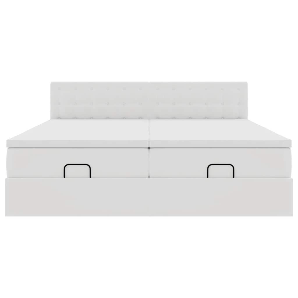 Struttura Letto Pouf con Materassi Bianco 160x200 cm Similpelle | homemem39