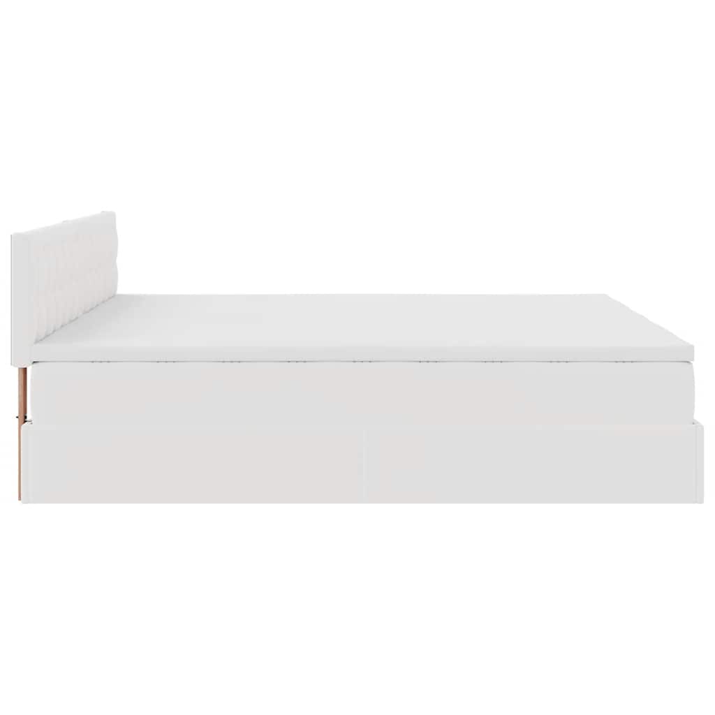 Struttura Letto Pouf con Materassi Bianco 160x200 cm Similpelle