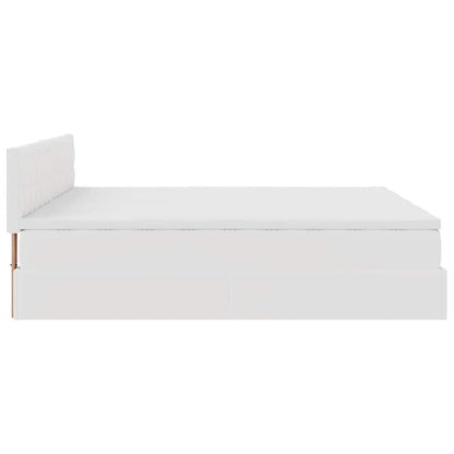 Struttura Letto Pouf con Materassi Bianco 160x200 cm Similpelle