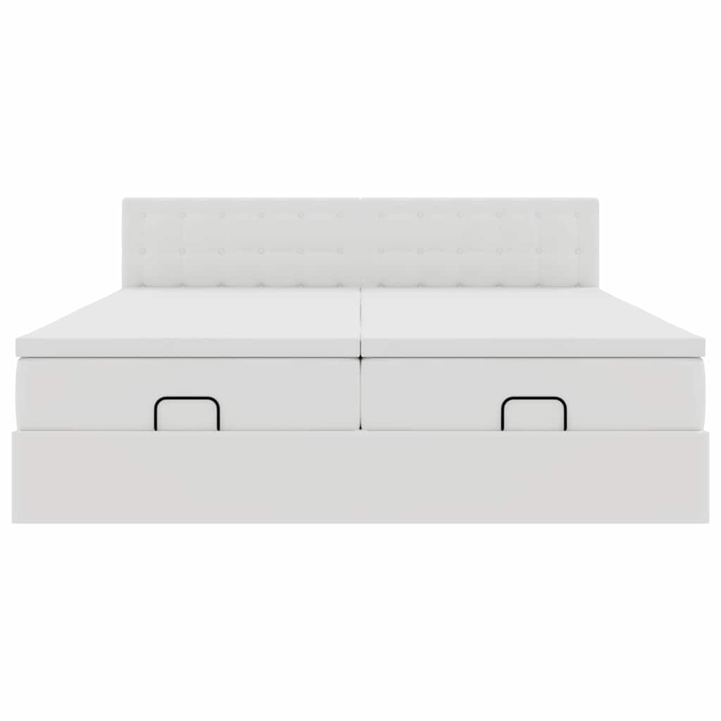 Struttura Letto Pouf con Materassi Bianco 180x200 cm Similpelle