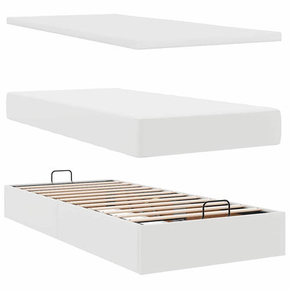 Struttura Letto Pouf con Materassi Bianco 180x200 cm Similpelle