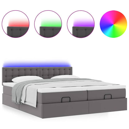 Pouf Letto con Materassi e LED Grigio 180x200cm Similpelle | homemem39