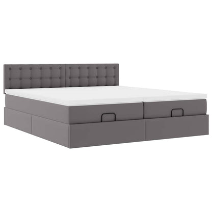 Pouf Letto con Materassi e LED Grigio 180x200cm Similpelle | homemem39