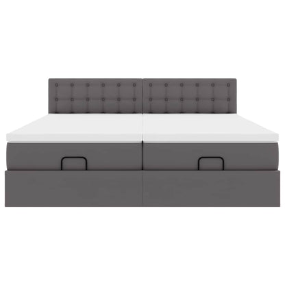 Pouf Letto con Materassi e LED Grigio 180x200cm Similpelle | homemem39