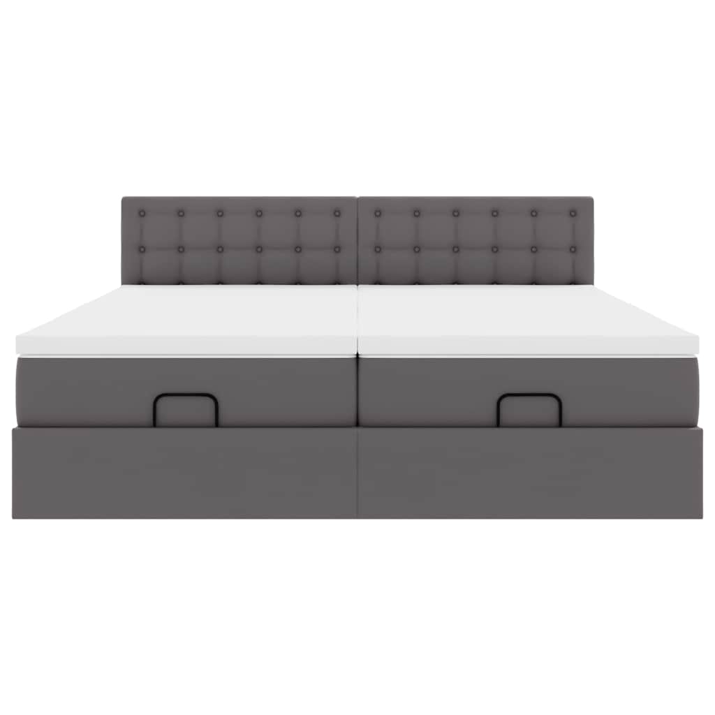 Pouf Letto con Materassi e LED Grigio 180x200cm Similpelle
