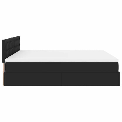 Struttura Letto Pouf con Materassi Nero 200x200 cm Similpelle | homemem39