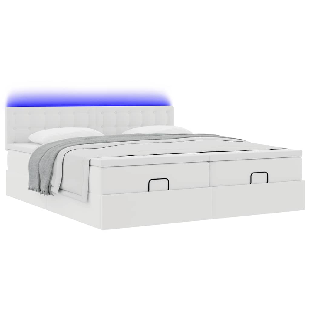 Struttura Letto Pouf con Materassi Bianco 200x200 cm Similpelle | homemem39