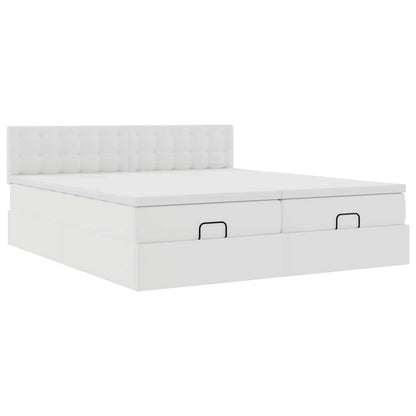 Struttura Letto Pouf con Materassi Bianco 200x200 cm Similpelle | homemem39