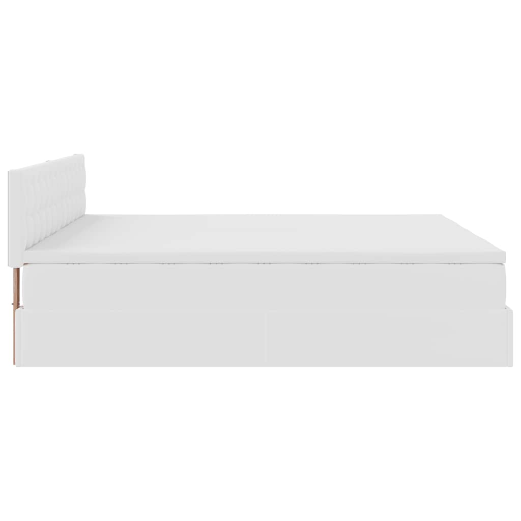 Struttura Letto Pouf con Materassi Bianco 200x200 cm Similpelle