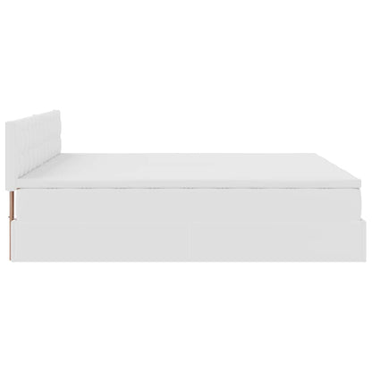 Struttura Letto Pouf con Materassi Bianco 200x200 cm Similpelle
