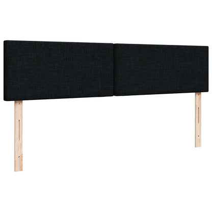 Struttura Letto Pouf con Materassi Nero 160x200 cm in Tessuto