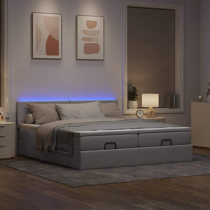 Struttura Letto Pouf con Materassi Tortora 160x200cm in Tessuto | homemem39