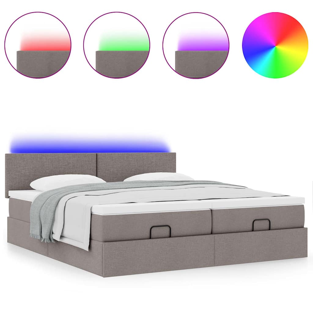 Struttura Letto Pouf con Materassi Tortora 180x200cm in Tessuto | homemem39