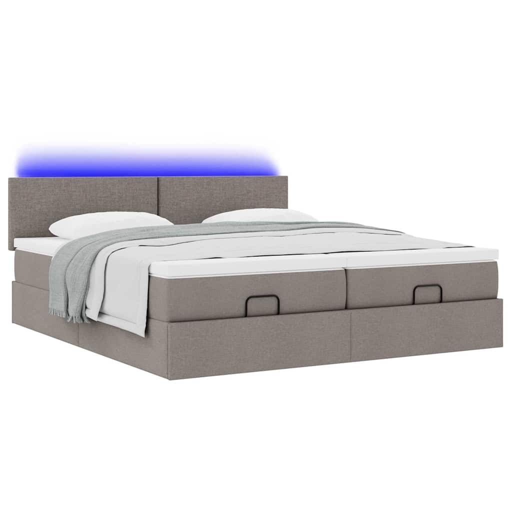 Struttura Letto Pouf con Materassi Tortora 180x200cm in Tessuto | homemem39