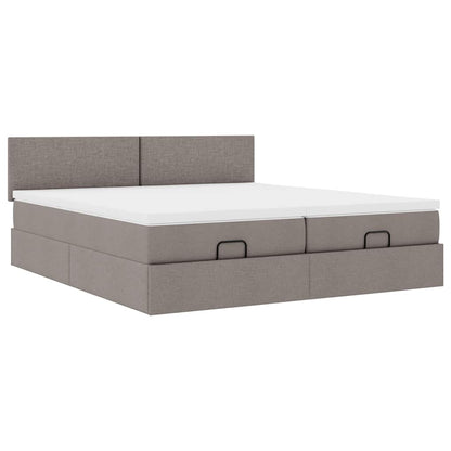 Struttura Letto Pouf con Materassi Tortora 180x200cm in Tessuto