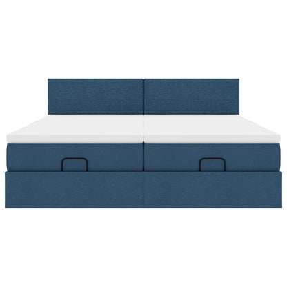 Struttura Letto Pouf con Materassi Blu 180x200cm in Tessuto