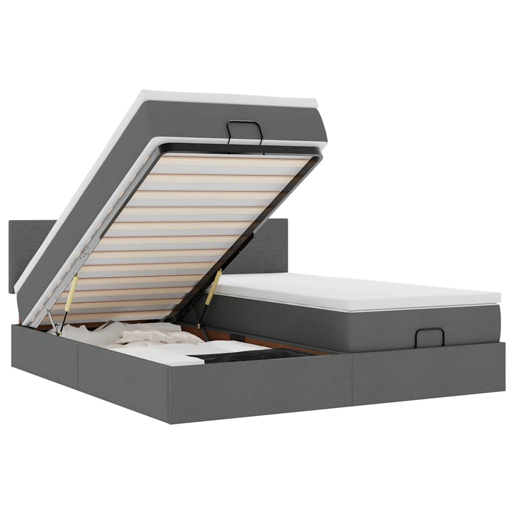 Struttura Letto Pouf con Materassi 200x200 cm in Tessuto - homemem39