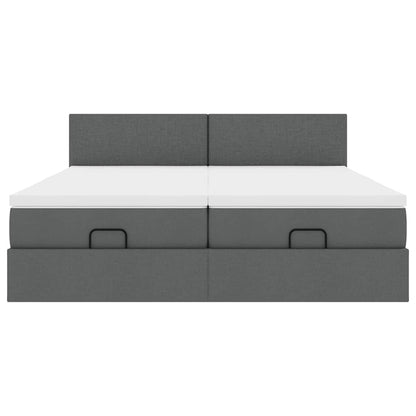 Struttura Letto Pouf con Materassi 200x200 cm in Tessuto