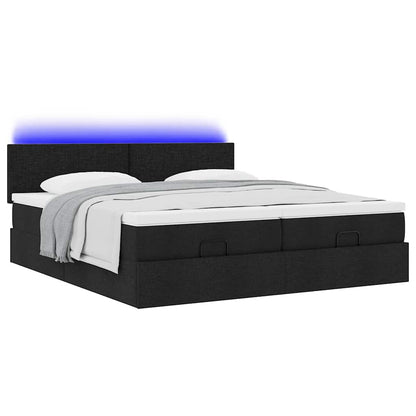 Struttura Letto Pouf con Materassi Nero 200x200 cm in Tessuto | homemem39