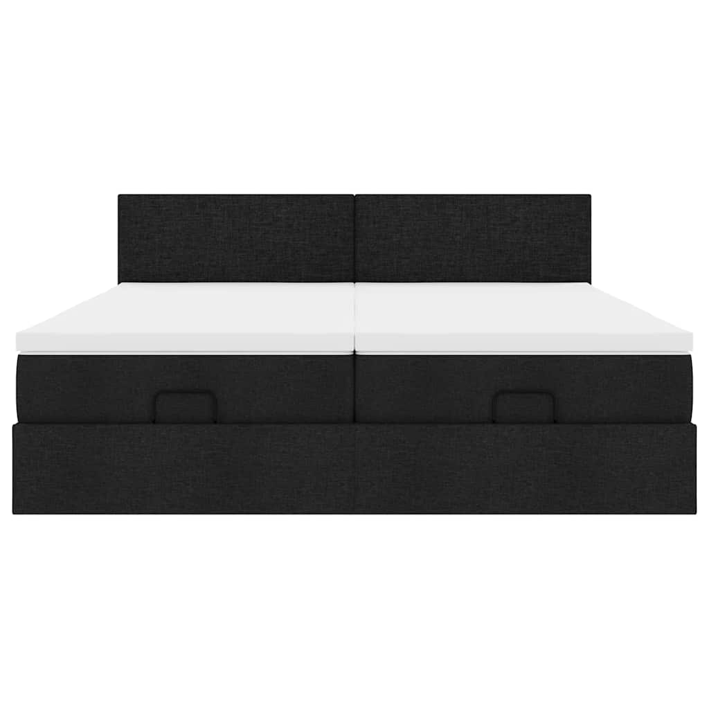Struttura Letto Pouf con Materassi Nero 200x200 cm in Tessuto | homemem39
