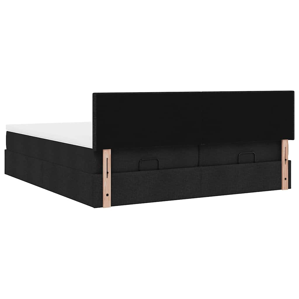 Struttura Letto Pouf con Materassi Nero 200x200 cm in Tessuto | homemem39