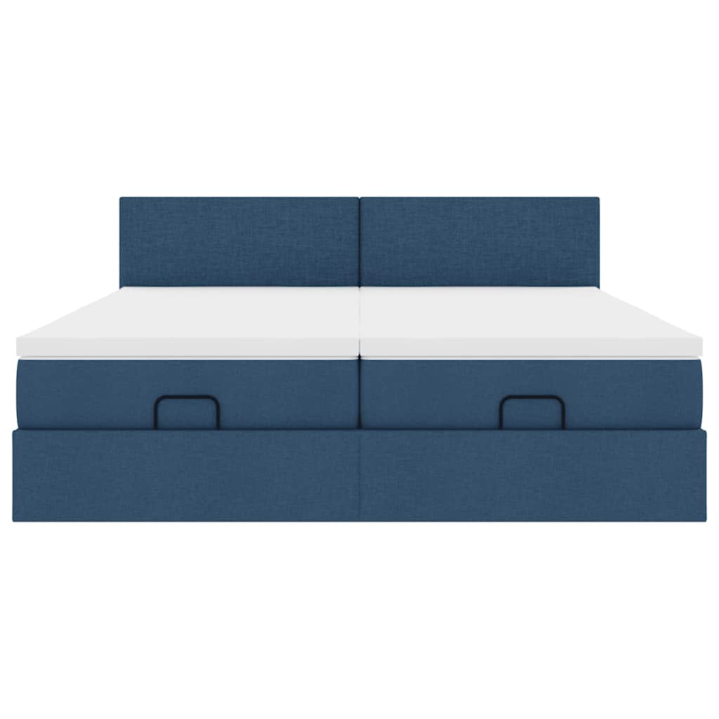Struttura Letto Pouf con Materassi Blu 200x200 cm in Tessuto | homemem39