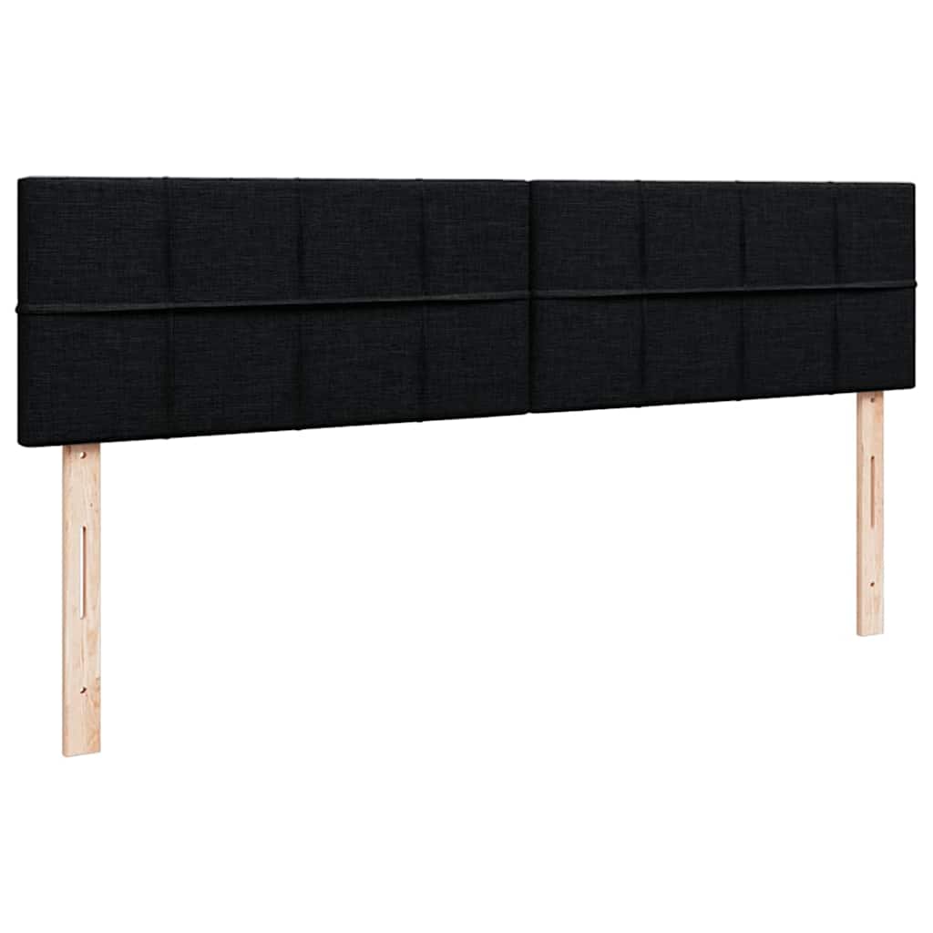 Struttura Letto Pouf con Materassi Nero 160x200 cm in Tessuto