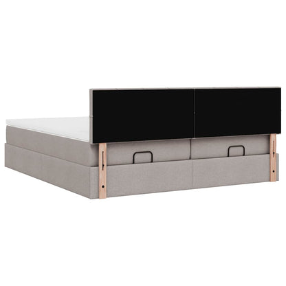 Struttura Letto Pouf con Materassi Tortora 160x200cm in Tessuto