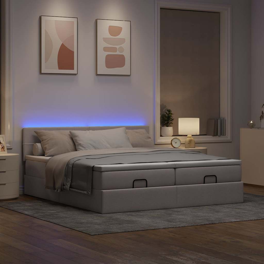 Struttura Letto Pouf con Materassi Tortora 160x200cm in Tessuto