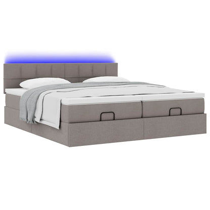 Struttura Letto Pouf con Materassi Tortora 160x200cm in Tessuto | homemem39