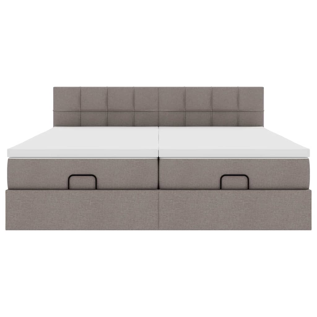 Struttura Letto Pouf con Materassi Tortora 160x200cm in Tessuto