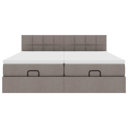 Struttura Letto Pouf con Materassi Tortora 160x200cm in Tessuto