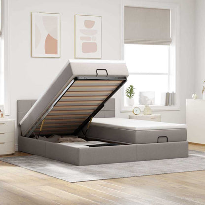 Struttura Letto Pouf con Materassi Tortora 160x200cm in Tessuto | homemem39