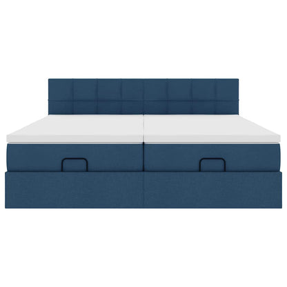Struttura Letto Pouf con Materassi Blu 160x200 cm in Tessuto | homemem39