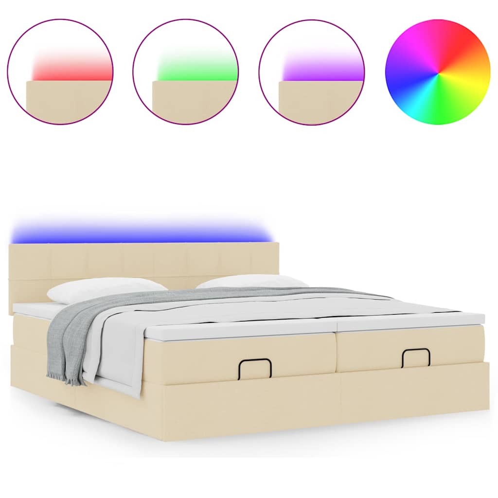 Struttura Letto Pouf con Materassi Crema 180x200 cm in Tessuto | homemem39