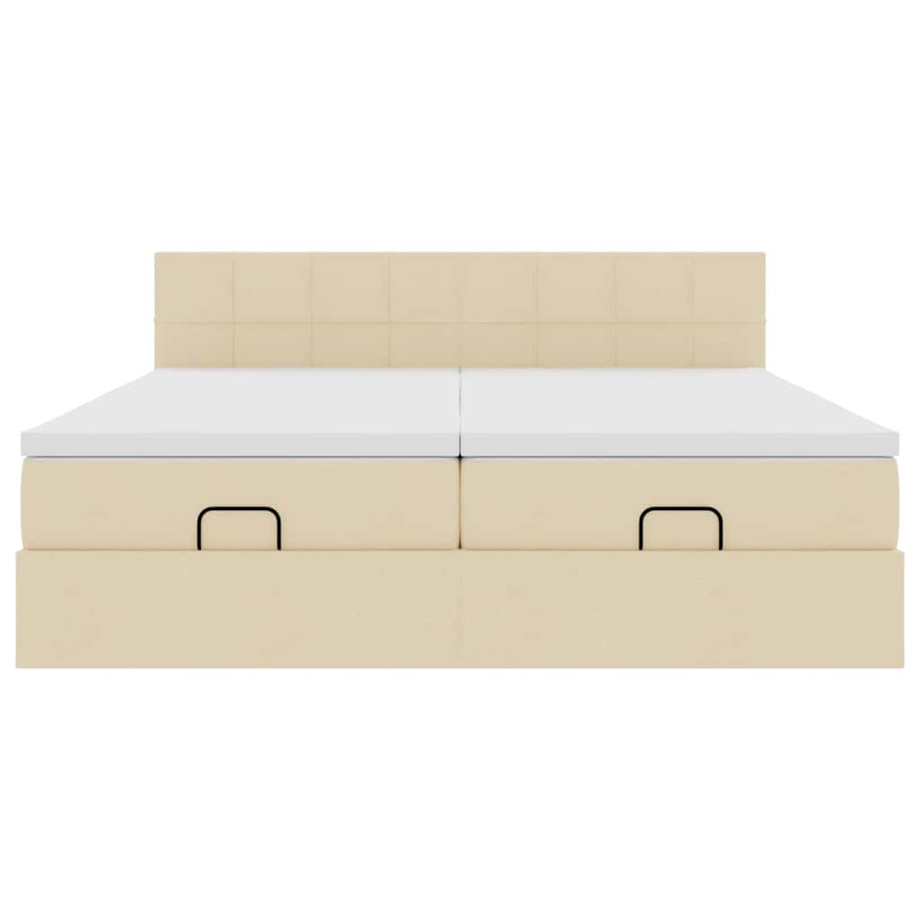 Struttura Letto Pouf con Materassi Crema 180x200 cm in Tessuto | homemem39